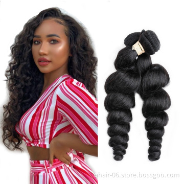 Wholesale excellent quality brazilian virgin human hair bundles black loose wave with lace frontal closure